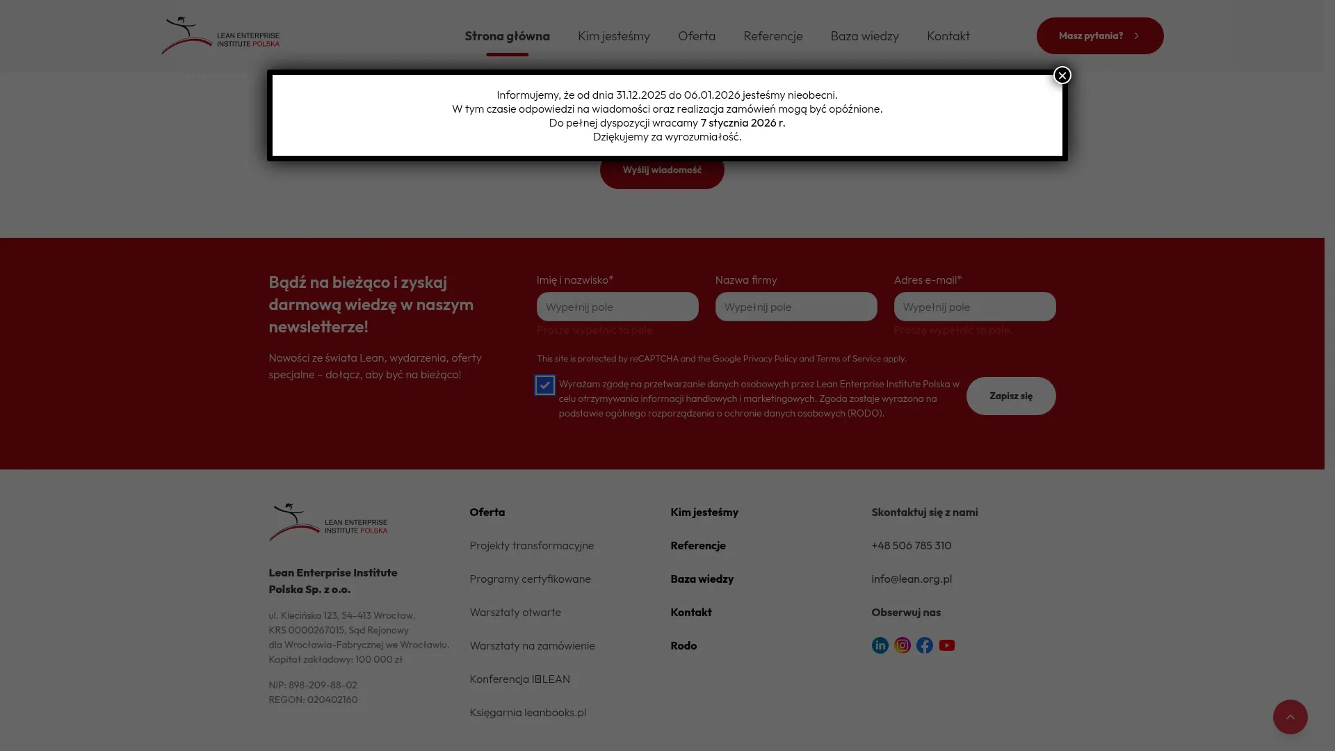 Business website screenshot